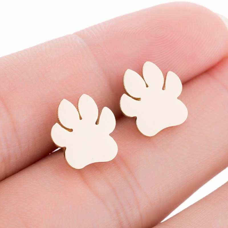 Small Stainless Steel Dog Paw Earring Footprint Stud Earrings - Fashion Animal Jewelry for Pet Lovers