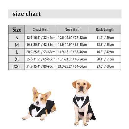 Formal Dog Tuxedo Suit with Bow Tie - Perfect for Weddings, Parties, and Halloween - Available in Small and Large Sizes