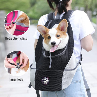 Double Shoulder Pet Dog Carrier Backpack - Portable Travel Bag for Outdoor Adventures with Your Furry Friend