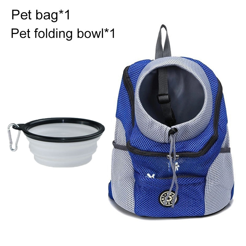 Double Shoulder Pet Dog Carrier Backpack - Portable Travel Bag for Outdoor Adventures with Your Furry Friend