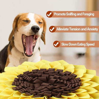 Sunflower Pet Dog SnuffleMat: Slow Feeding Bowl, Food Dispenser, and Stress-Relieving Sniffing Pad Puzzle for Nose Smell Training