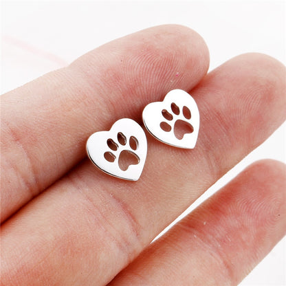 Small Stainless Steel Dog Paw Earring Footprint Stud Earrings - Fashion Animal Jewelry for Pet Lovers