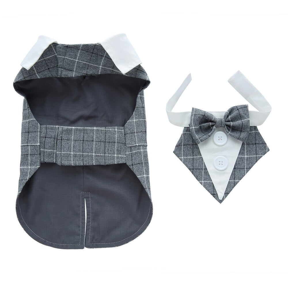 Stylish Dog Tuxedo Costume with Bow Tie for Weddings and Formal Occasions - Perfect for Dress Up, Halloween, and Christmas