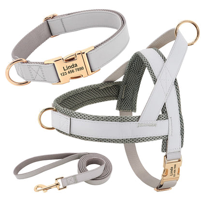 Custom Dog Collar, Harness, and Leash Set - Personalized with ID Tags for Small, Medium, and Large Dogs