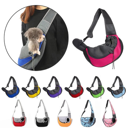 Pet Puppy Carrier S/L Outdoor Travel Dog Shoulder Bag Mesh Oxford Single Sling Handbag Comfort Tote Pouch Breathable Bag Cellphone Holder