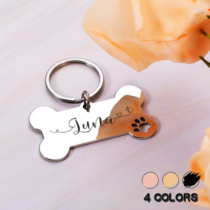 Bone Shaped Custom Engraved Shiny Steel Pet ID Tags - Personalized Anti-Lost Puppy Collar Nameplate for Dogs - Premium Pet Accessories