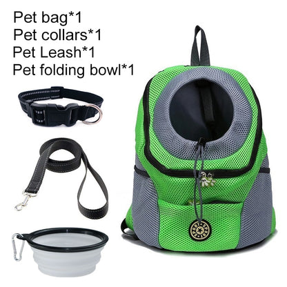 Double Shoulder Pet Dog Carrier Backpack - Portable Travel Bag for Outdoor Adventures with Your Furry Friend