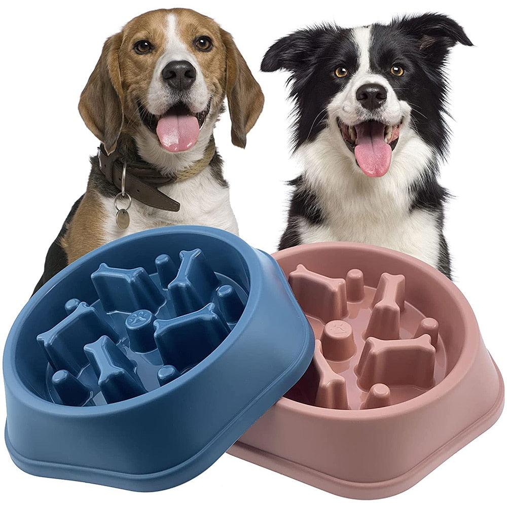 Slow Feeder Bone Shaped Puppy and Dog Bowl - Anti-Gulping Food Plate- Promotes Healthy Eating Habits - Pet Supplies for Feeding