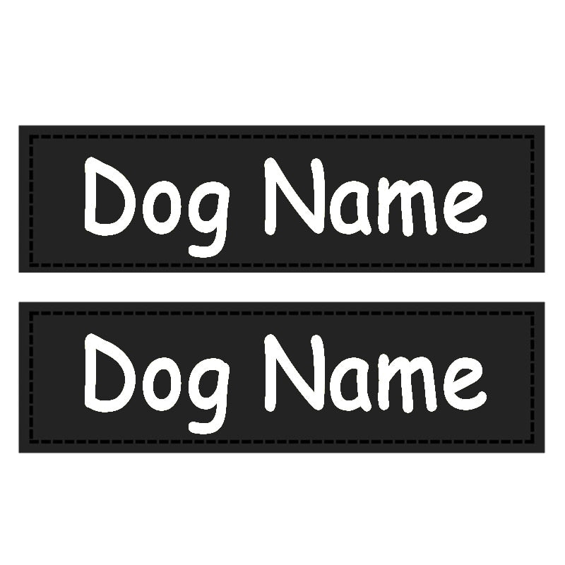 Personalized Velcro Dog Name Tag with Reflective Stickers for K9 Dog Harness - Set of 2 Customized Labels for Dog Accessories