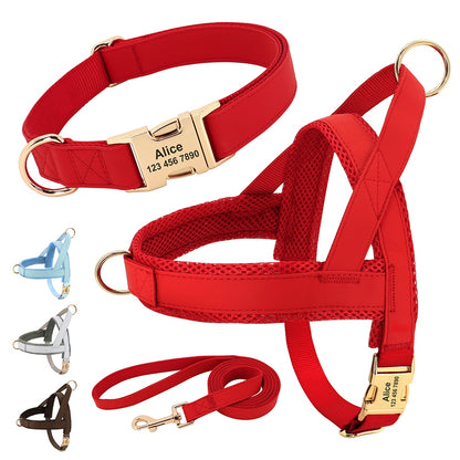 Custom Dog Collar, Harness, and Leash Set - Personalized with ID Tags for Small, Medium, and Large Dogs