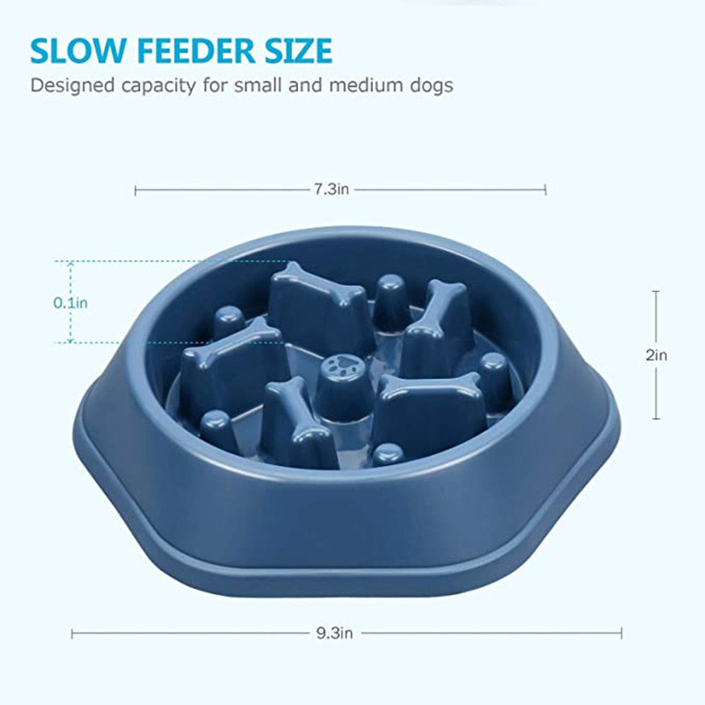 Slow Feeder Bone Shaped Puppy and Dog Bowl - Anti-Gulping Food Plate- Promotes Healthy Eating Habits - Pet Supplies for Feeding