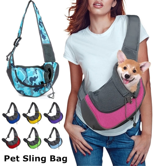 Pet Puppy Carrier S/L Outdoor Travel Dog Shoulder Bag Mesh Oxford Single Sling Handbag Comfort Tote Pouch Breathable Bag Cellphone Holder