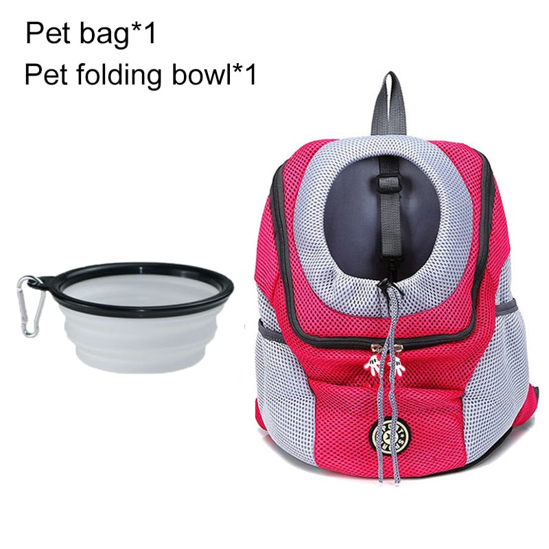 Double Shoulder Pet Dog Carrier Backpack - Portable Travel Bag for Outdoor Adventures with Your Furry Friend