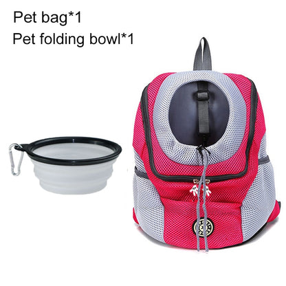 Double Shoulder Pet Dog Carrier Backpack - Portable Travel Bag for Outdoor Adventures with Your Furry Friend