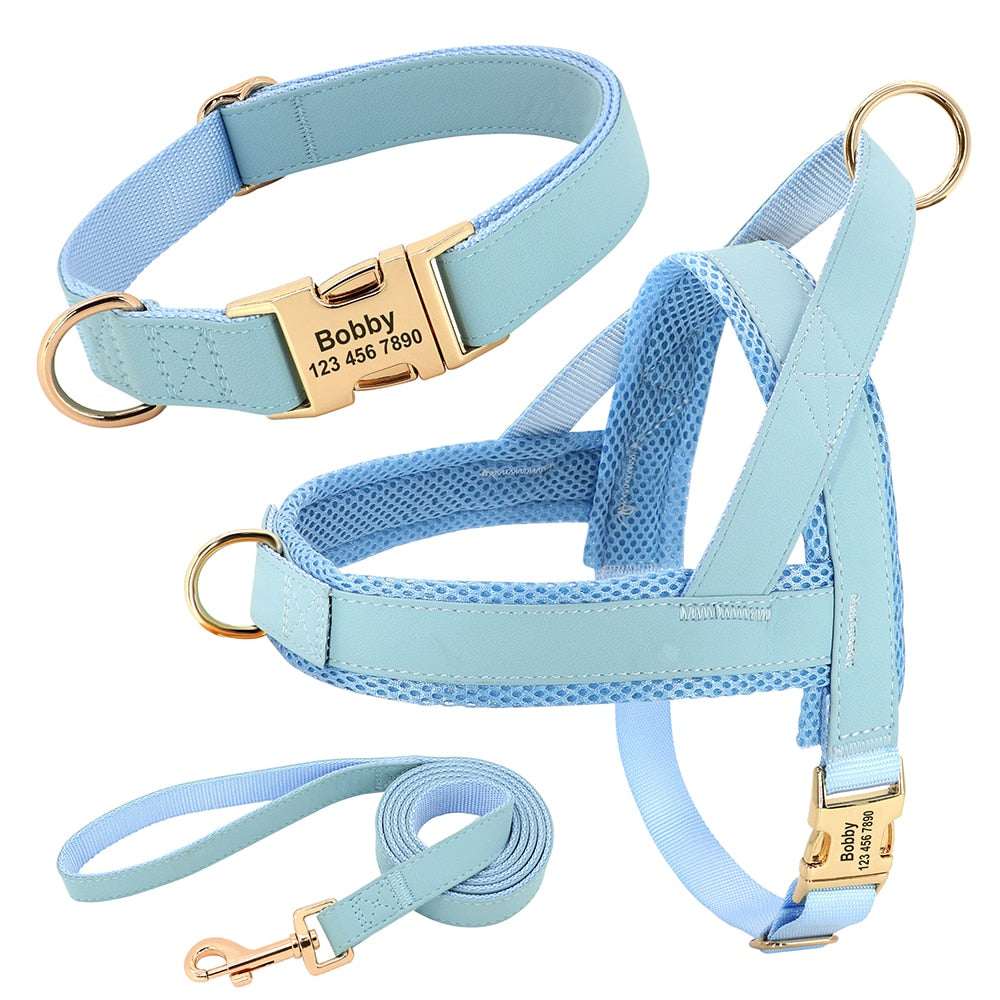 Custom Dog Collar, Harness, and Leash Set - Personalized with ID Tags for Small, Medium, and Large Dogs