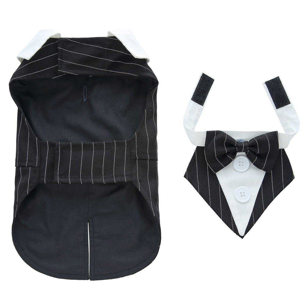 Stylish Dog Tuxedo Costume with Bow Tie for Weddings and Formal Occasions - Perfect for Dress Up, Halloween, and Christmas