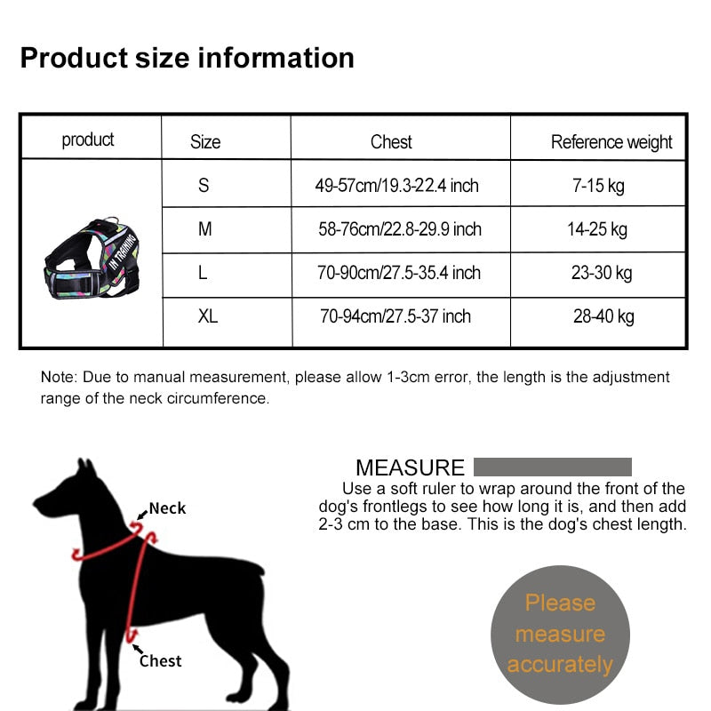 Personalized Reflective Dog Harness - Adjustable, Breathable and No-Pull Nylon Vest with Neck Guard