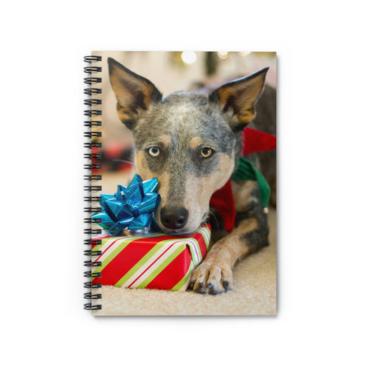 Santa's Little Helper Notebook - Spiral Notebook with Ruled Lines with Australian Cattle Dog Edition